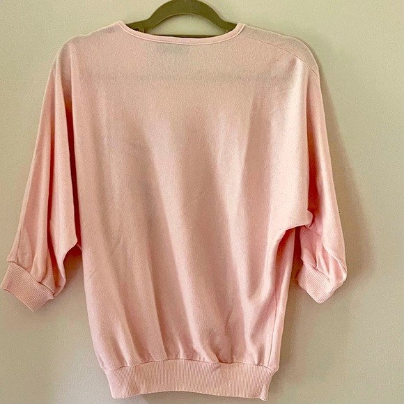 80s 90s Y2K Pink shirt with dolman sleeves & patchwork appliqué True Vintage - Picture 3 of 10